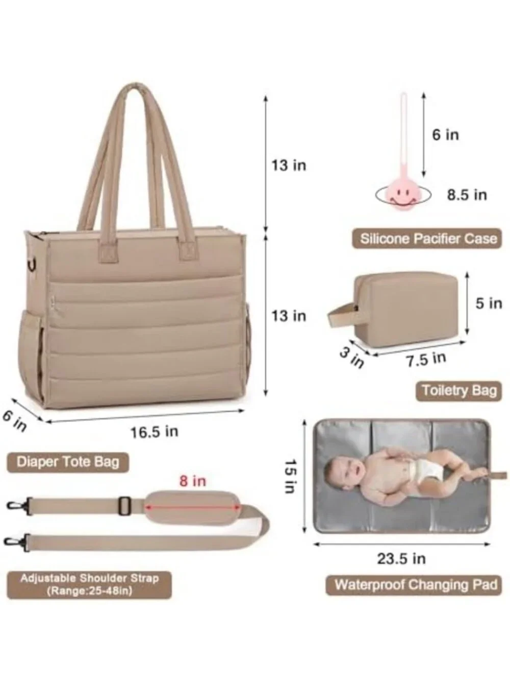 Large Diaper Tote Bag for Baby | Stylish Hospital Mommy Bag for Labor & Delivery